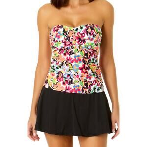 Anne Cole Floral Twist Front Bandeau Tankini XS NWT